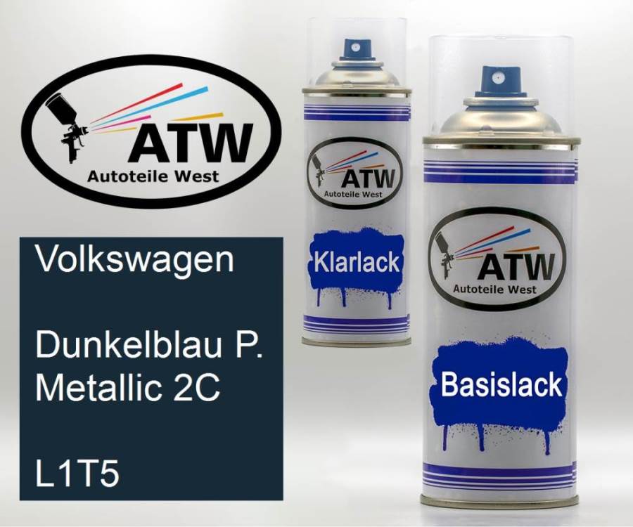 Volkswagen, Dunkelblau P. Metallic 2C, L1T5: 400ml Sprühdose + 400ml Klarlack - Set, von ATW Autoteile West.